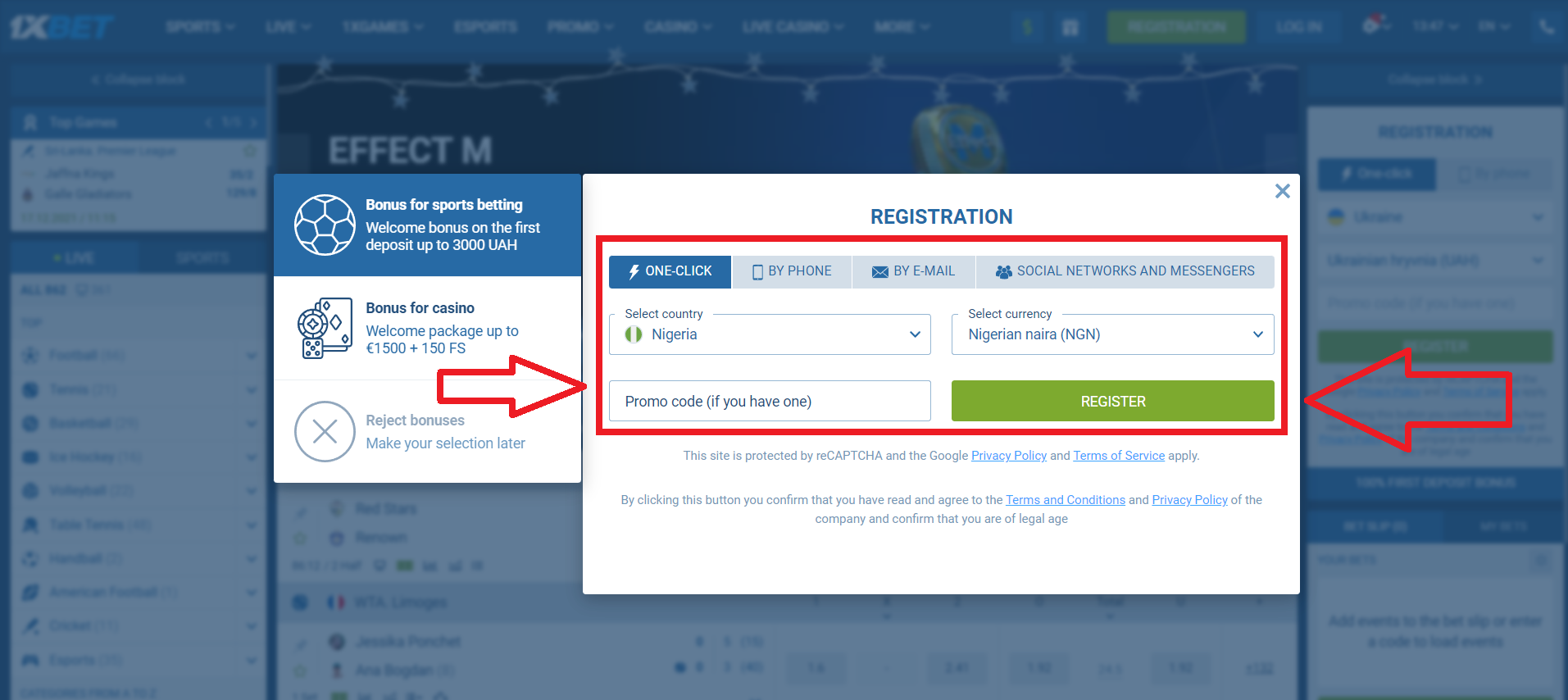 How to top up 1xBet account in Nigeria