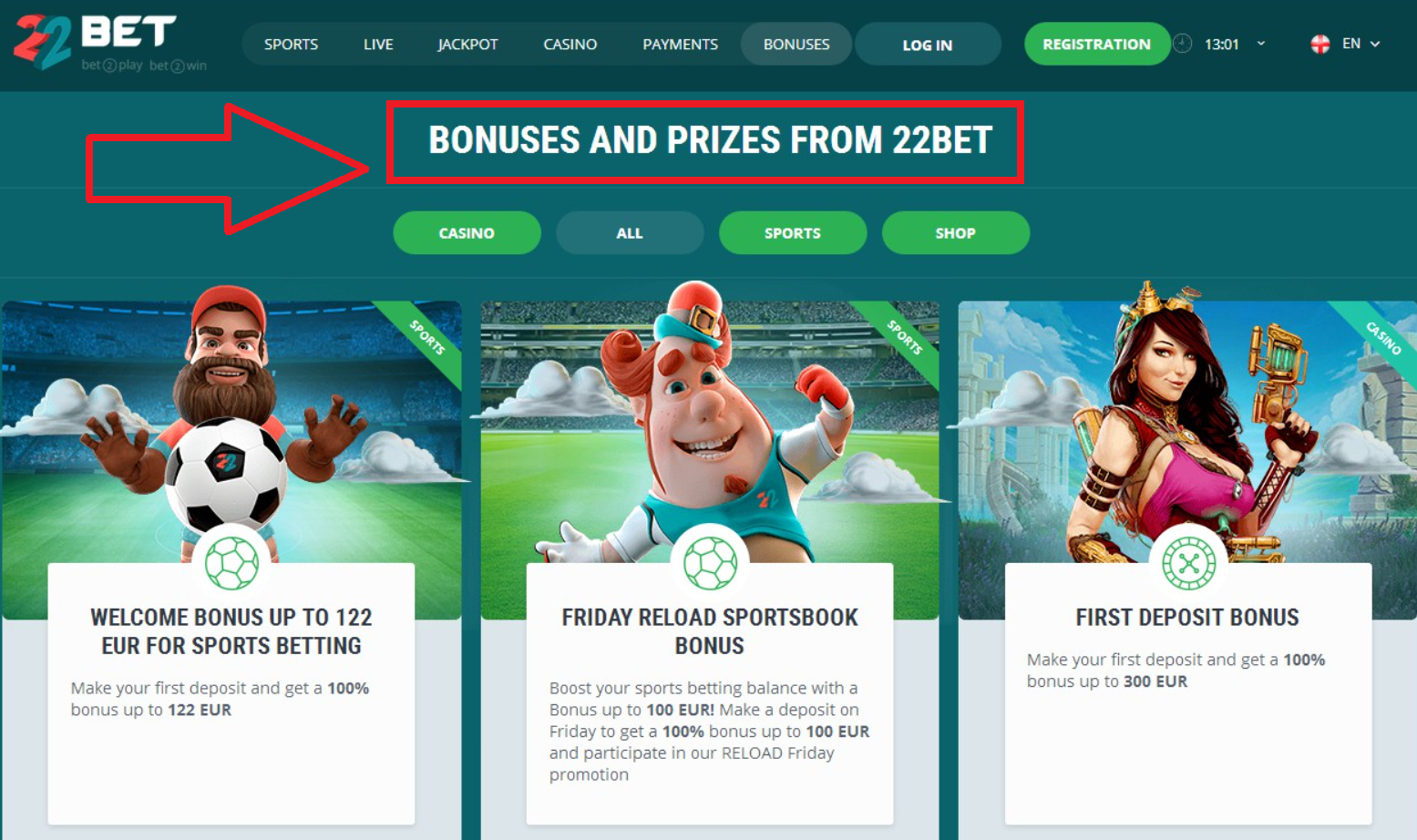 22bet Tanzania bonus