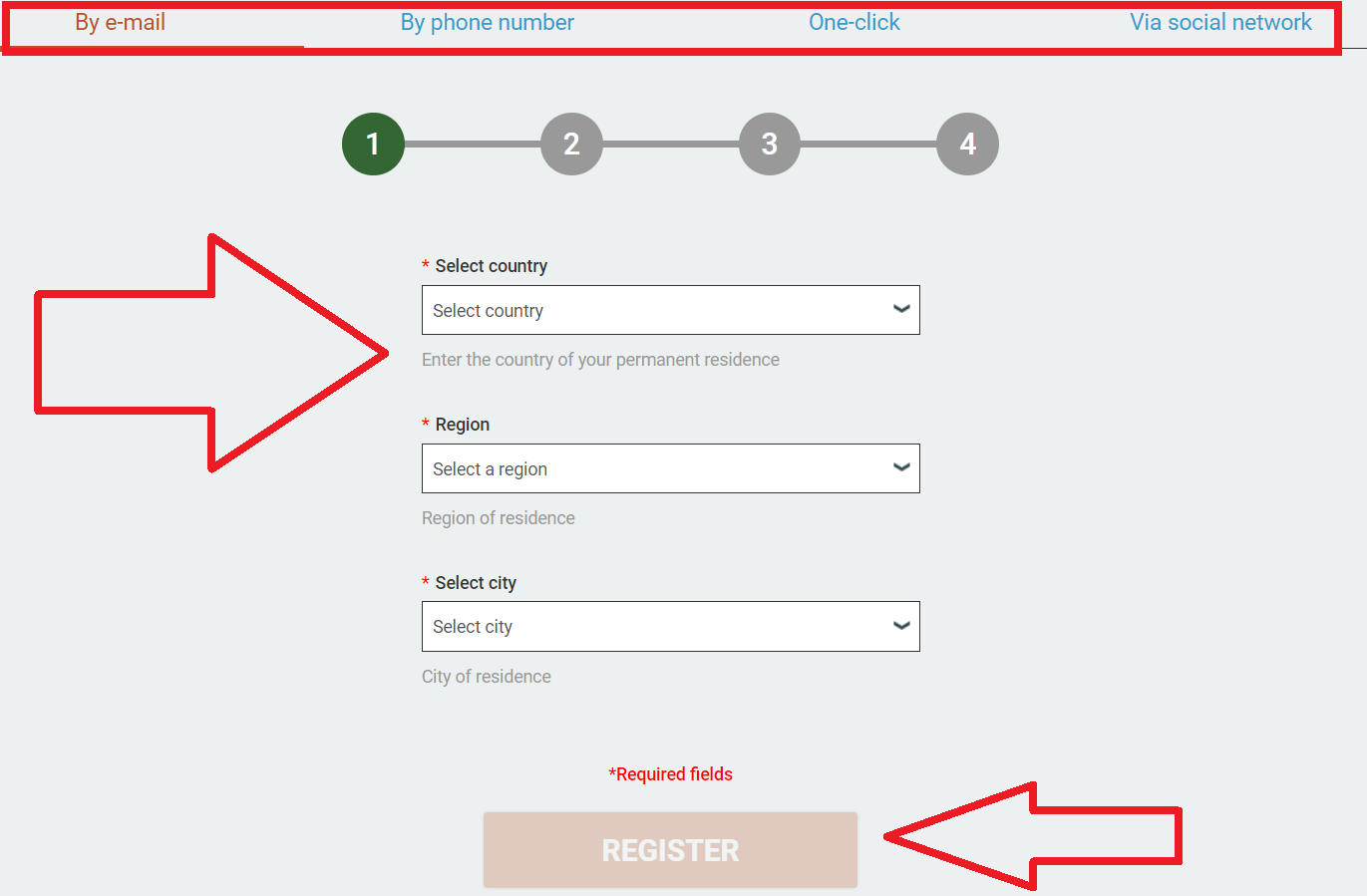 The Melbet registration process