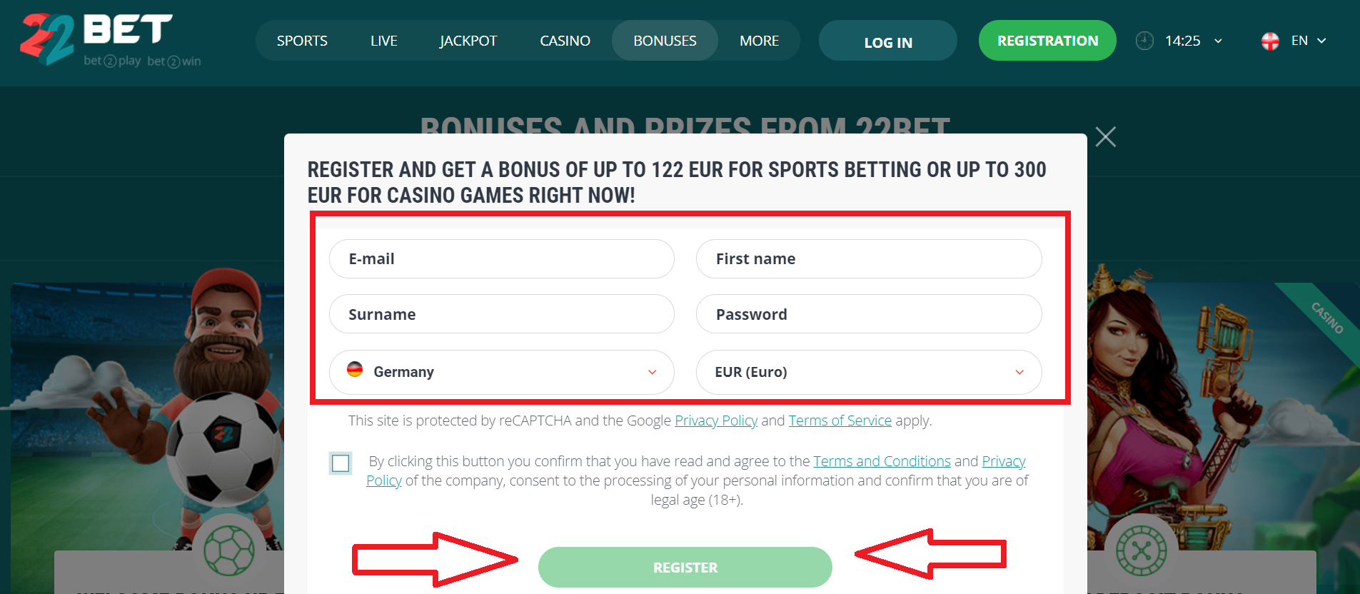 How to login to your account on the 22Bet website